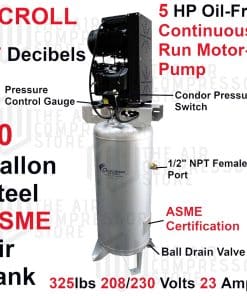 60050SCR Ultra Quiet & Oil - Free Continuous Run (100% Duty Cycle) Scroll Compressor